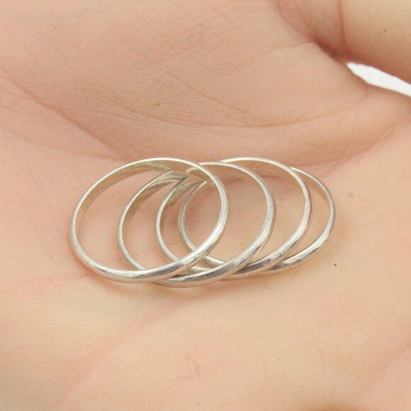 Vintage Sterling Silver Tested Stackable Four (4) Rings - Picture 7 of 9